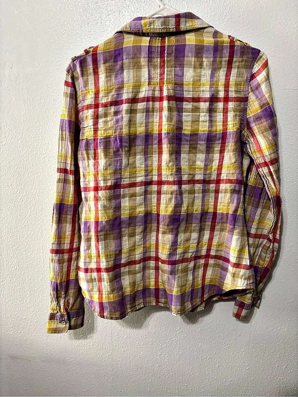 Postmark Plaid Button Down Shirt in Purple & Yellow Size Medium - Picture 2 of 5